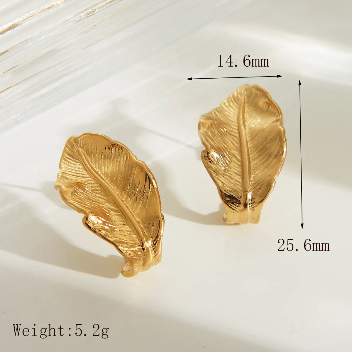 1 Pair IG Style Simple Style Leaf 304 Stainless Steel 18K Gold Plated Ear Studs