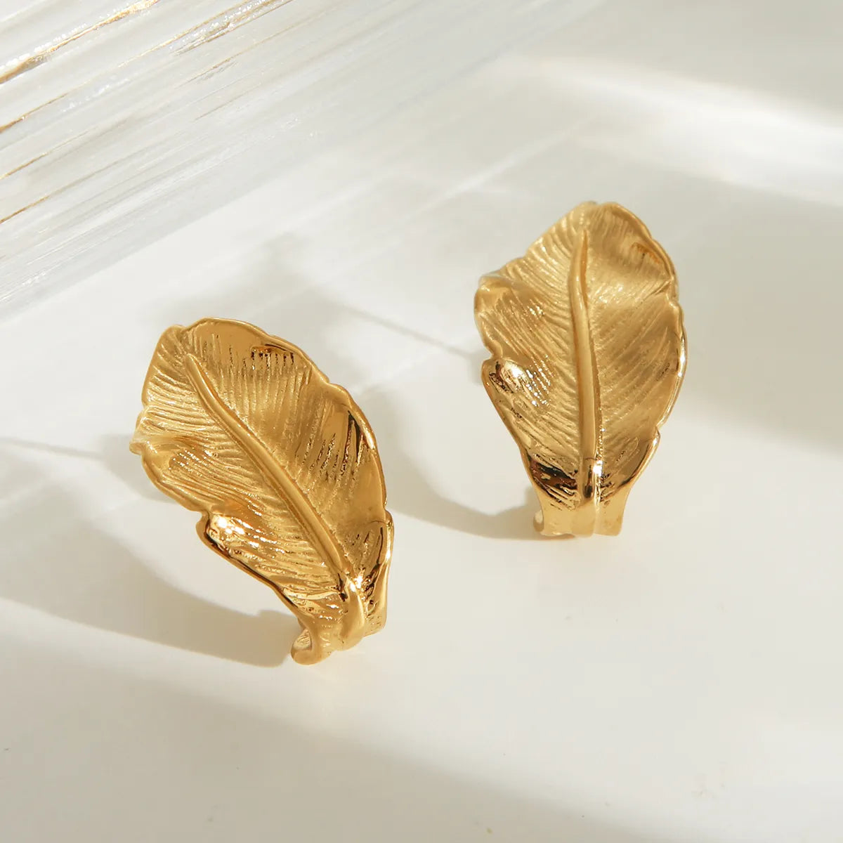 1 Pair IG Style Simple Style Leaf 304 Stainless Steel 18K Gold Plated Ear Studs