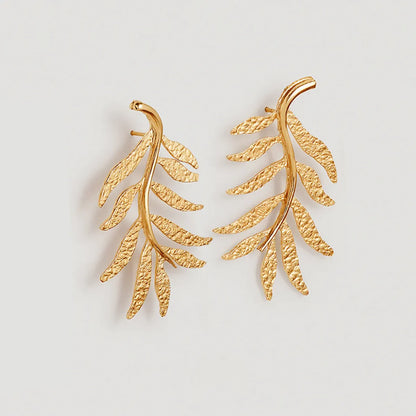 1 Pair Ig Style Simple Style Leaves Plating Alloy Gold Plated Ear Studs