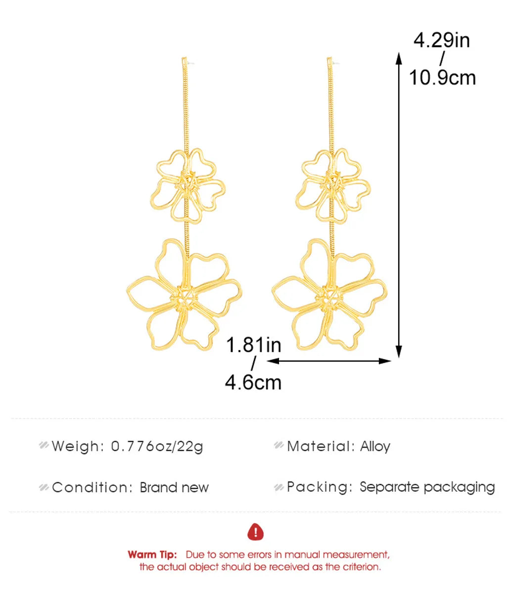 1 Pair Ig Style Simple Style Leaves Solid Color Flower Plating Hollow Out Alloy Drop Earrings