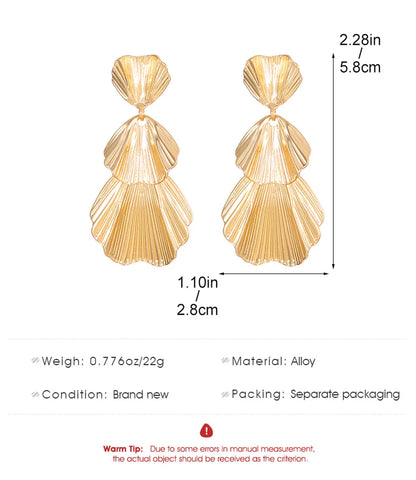 1 Pair Ig Style Simple Style Leaves Solid Color Flower Plating Hollow Out Alloy Drop Earrings