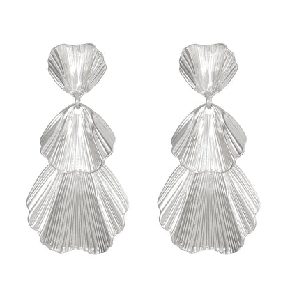 1 Pair Ig Style Simple Style Leaves Solid Color Flower Plating Hollow Out Alloy Drop Earrings