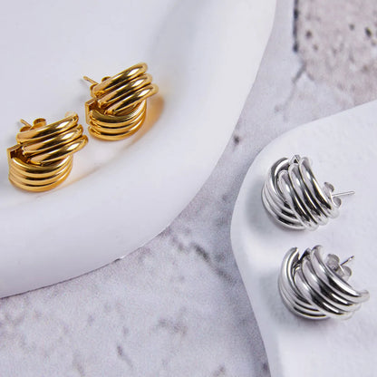 1 Pair IG Style Simple Style Lines 304 Stainless Steel 18K Gold Plated Ear Studs