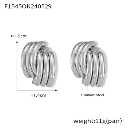 1 Pair IG Style Simple Style Lines 304 Stainless Steel 18K Gold Plated Ear Studs