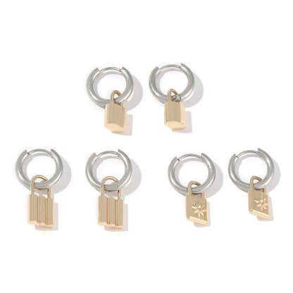 1 Pair Ig Style Simple Style Lock Polishing Plating Stainless Steel 18k Gold Plated Drop Earrings