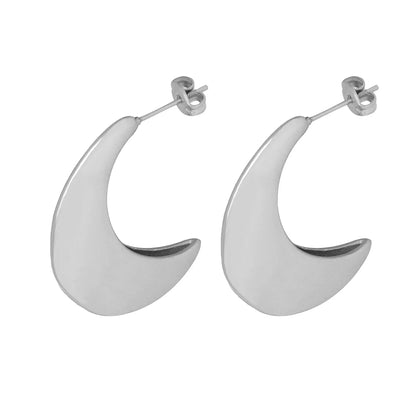 1 Pair Ig Style Simple Style Moon Polishing Plating Titanium Steel 18k Gold Plated Ear Studs