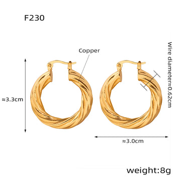 1 Pair Ig Style Simple Style O-shape Plating Copper 18k Gold Plated Earrings