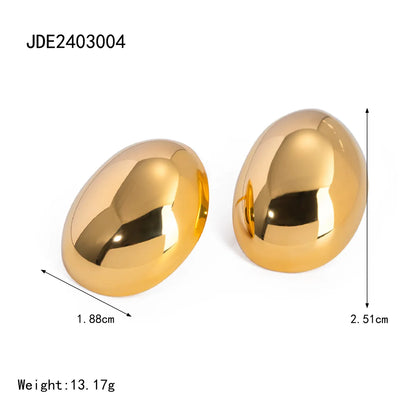 1 Pair IG Style Simple Style Oval 304 Stainless Steel 18K Gold Plated Ear Studs