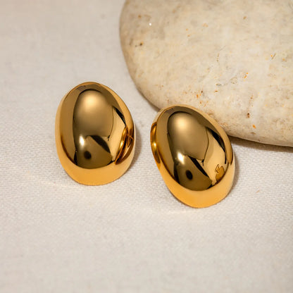 1 Pair IG Style Simple Style Oval 304 Stainless Steel 18K Gold Plated Ear Studs