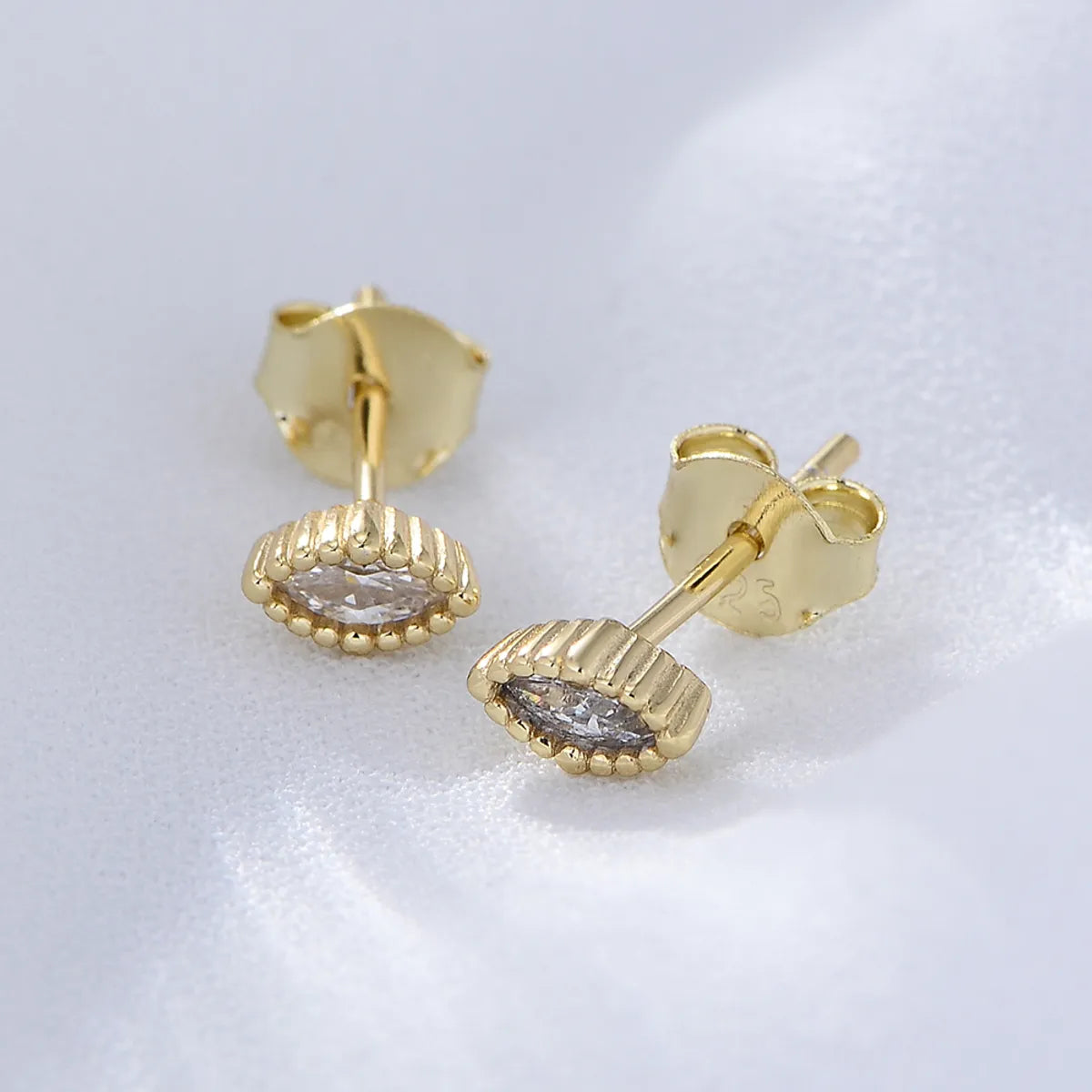 1 Pair Ig Style Simple Style Oval Solid Color Plating Inlay Sterling Silver Zircon 14k Gold Plated Rhodium Plated Ear Studs