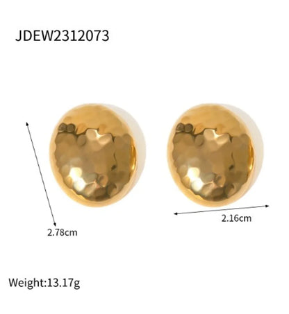 1 Pair IG Style Simple Style Oval 304 Stainless Steel 18K Gold Plated Ear Studs