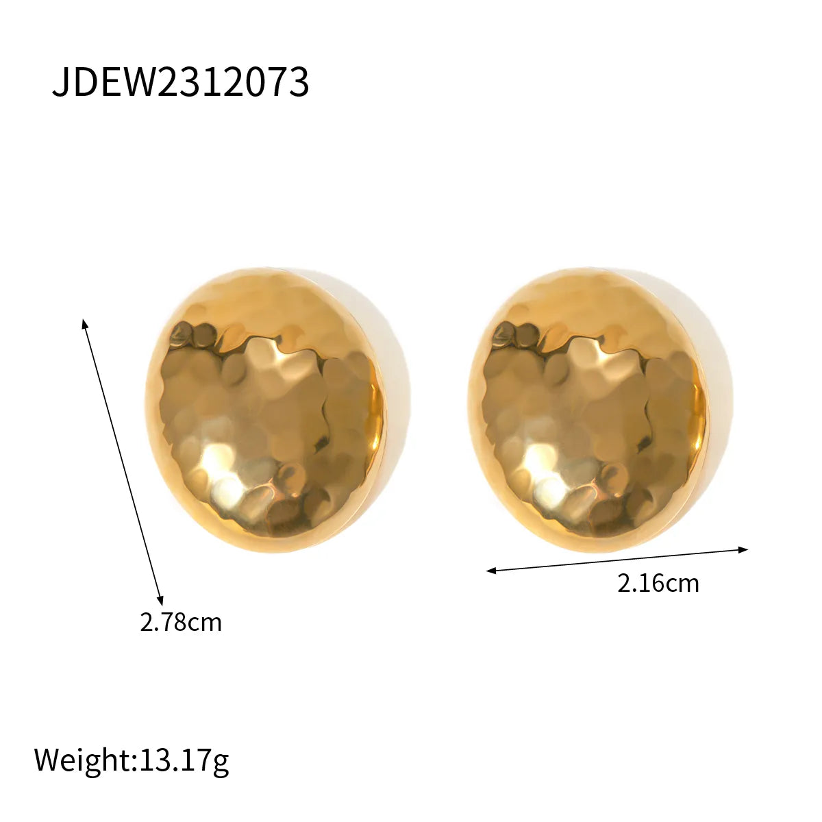 1 Pair IG Style Simple Style Oval 304 Stainless Steel 18K Gold Plated Ear Studs