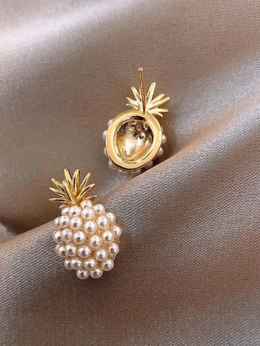 1 Pair Ig Style Simple Style Pineapple Inlay Zinc Alloy Pearl Ear Studs