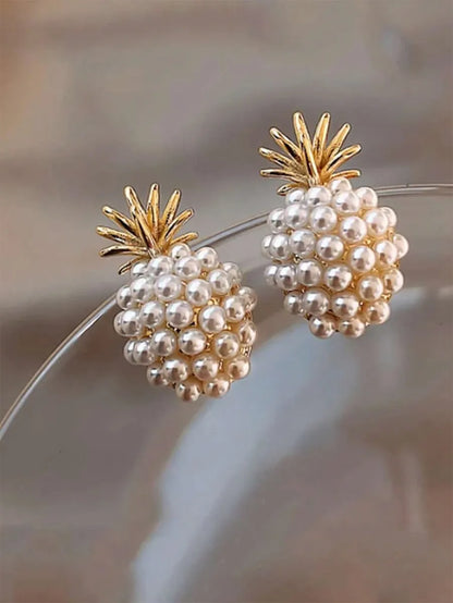 1 Pair Ig Style Simple Style Pineapple Inlay Zinc Alloy Pearl Ear Studs