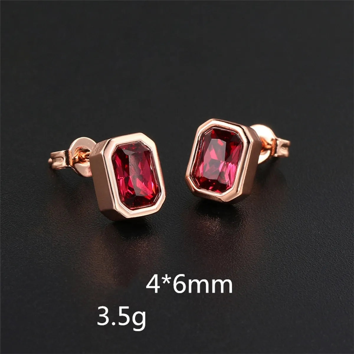 1 Pair Ig Style Simple Style Rectangle Plating Inlay Brass Zircon Rose Gold Plated White Gold Plated Ear Studs