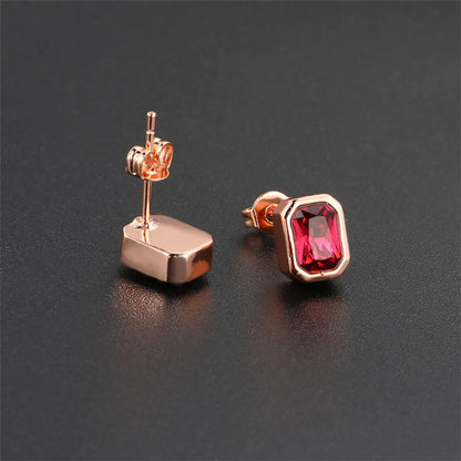 1 Pair Ig Style Simple Style Rectangle Plating Inlay Brass Zircon Rose Gold Plated White Gold Plated Ear Studs