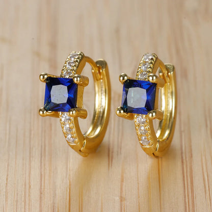 1 Pair Ig Style Simple Style Rectangle Plating Inlay Copper Zircon Earrings