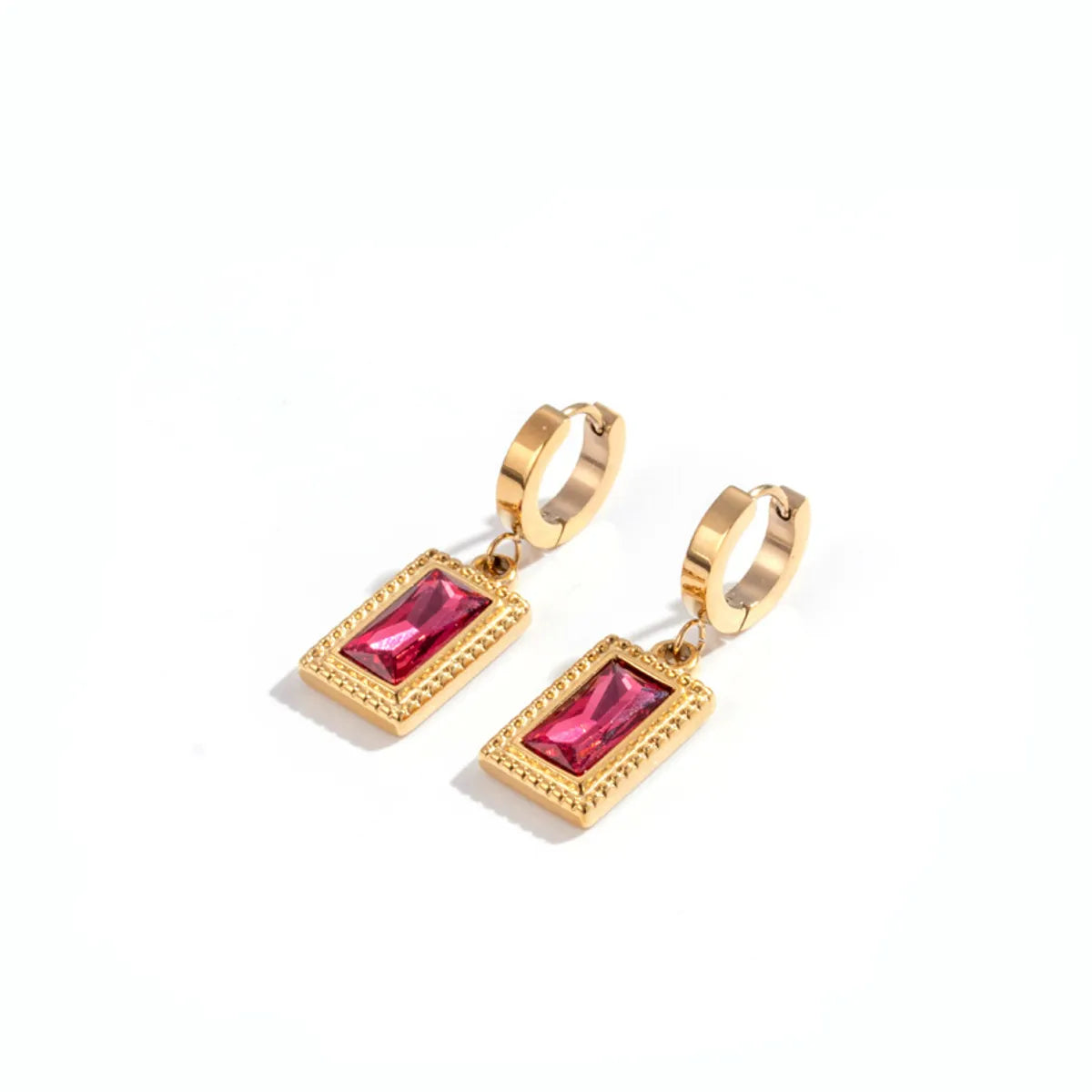 1 Pair Ig Style Simple Style Rectangle Plating Inlay Titanium Steel Zircon Drop Earrings