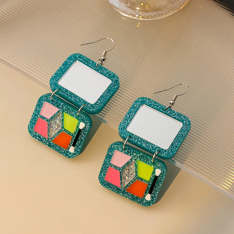 1 Pair Ig Style Simple Style Rectangle Plating Resin Drop Earrings