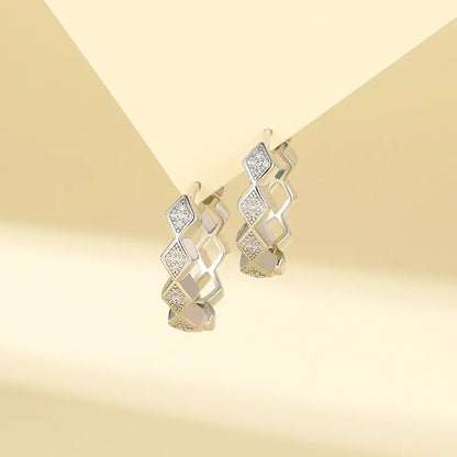 1 Pair IG Style Simple Style Rhombus Hollow Out Inlay Brass Zircon Hanging Plating KC Gold Electrophoresis Hanging Plated White K Earrings