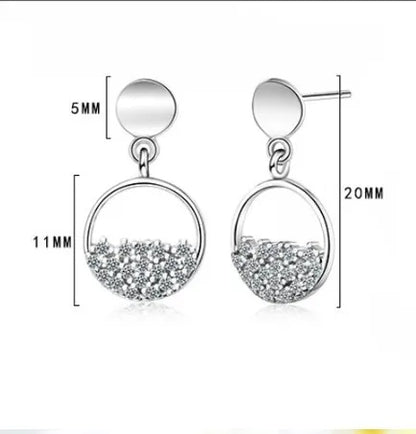 1 Pair IG Style Simple Style Round Hollow Out Inlay Copper Zircon White Gold Plated Drop Earrings