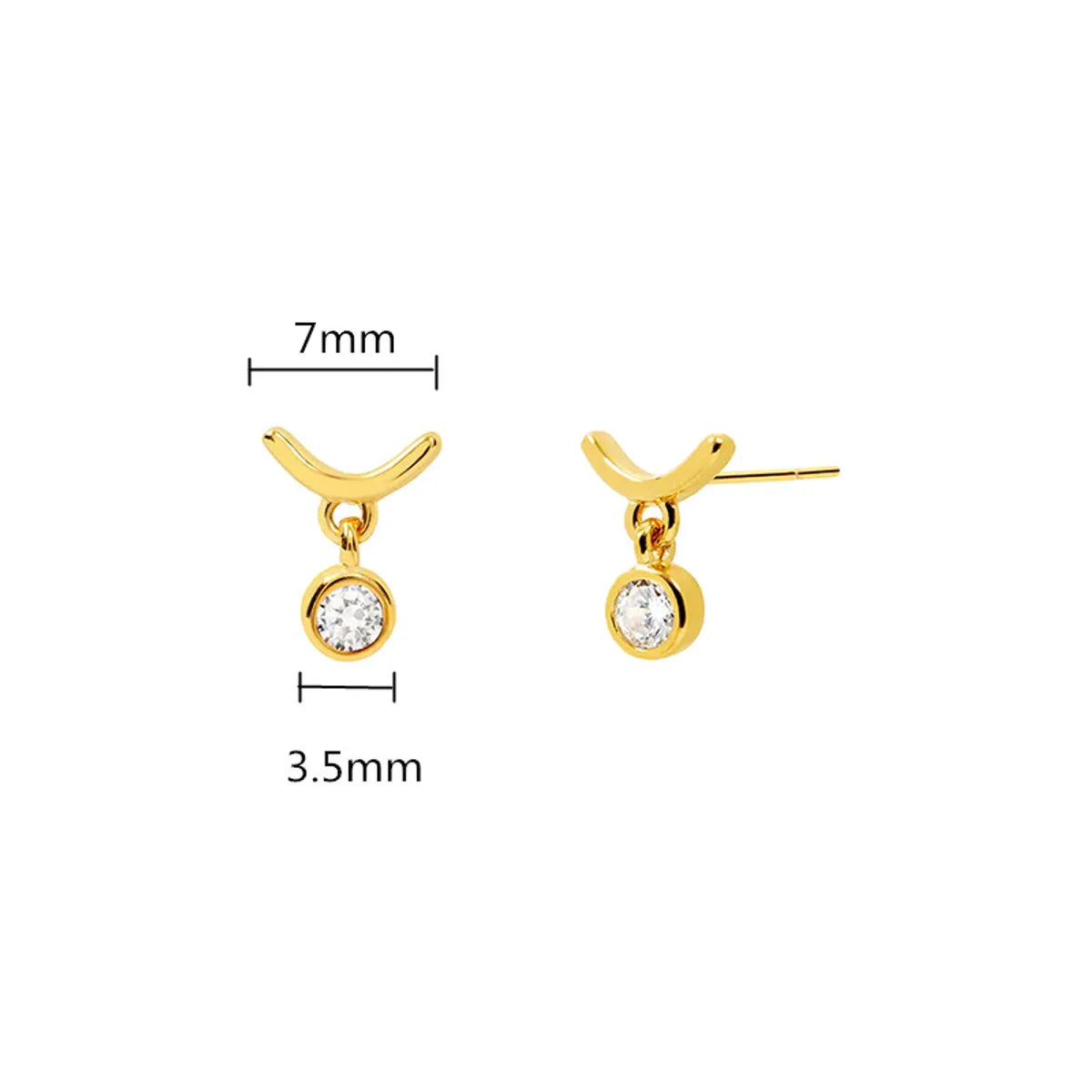 1 Pair Ig Style Simple Style Round Inlay Copper Zircon Ear Studs