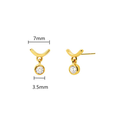 1 Pair Ig Style Simple Style Round Inlay Copper Zircon Ear Studs