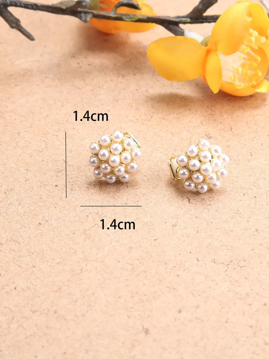 1 Pair Ig Style Simple Style Round Inlay Zinc Alloy Pearl Ear Cuffs