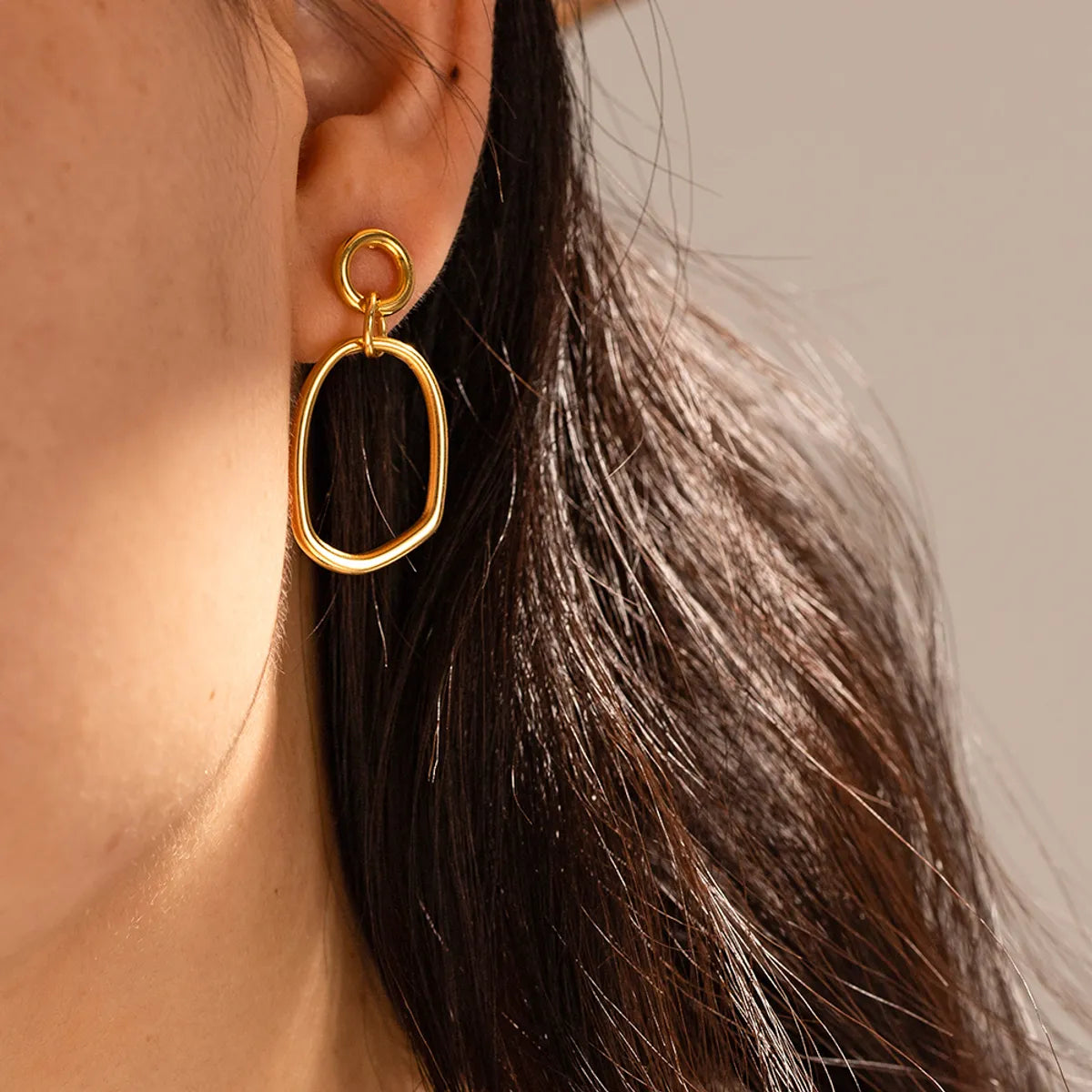 1 Pair Ig Style Simple Style Round Plating Hollow Out Stainless Steel 18k Gold Plated Drop Earrings