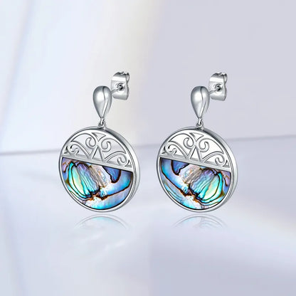 1 Pair Ig Style Simple Style Round Plating Inlay Copper Shell White Gold Plated Drop Earrings