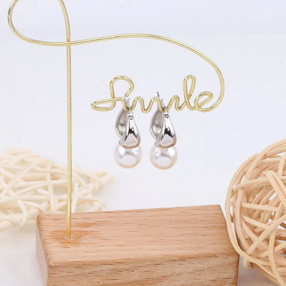 1 Pair Ig Style Simple Style Round Plating Inlay Sterling Silver Pearl White Gold Plated Gold Plated Earrings