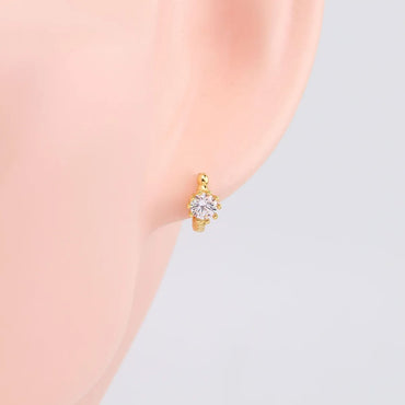 1 Pair Ig Style Simple Style Round Plating Inlay Sterling Silver Zircon White Gold Plated Gold Plated Earrings