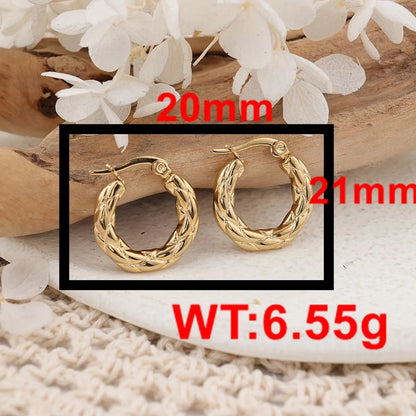 1 Pair IG Style Simple Style Round Plating Stainless Steel Earrings