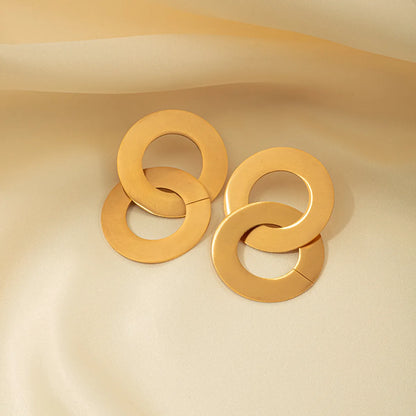 1 Pair Ig Style Simple Style Round Plating Stainless Steel Gold Plated Drop Earrings