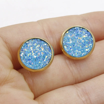 1 Pair Ig Style Simple Style Round Plating Stainless Steel Gold Plated Ear Studs