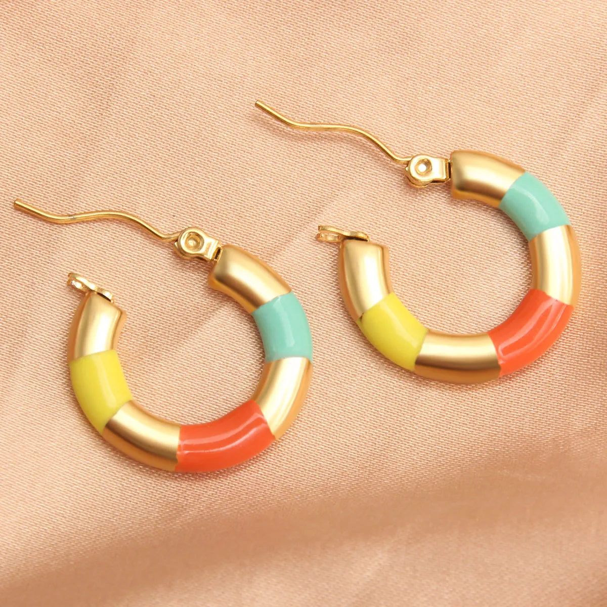 1 Pair Ig Style Simple Style Round Plating Stainless Steel Gold Plated Earrings