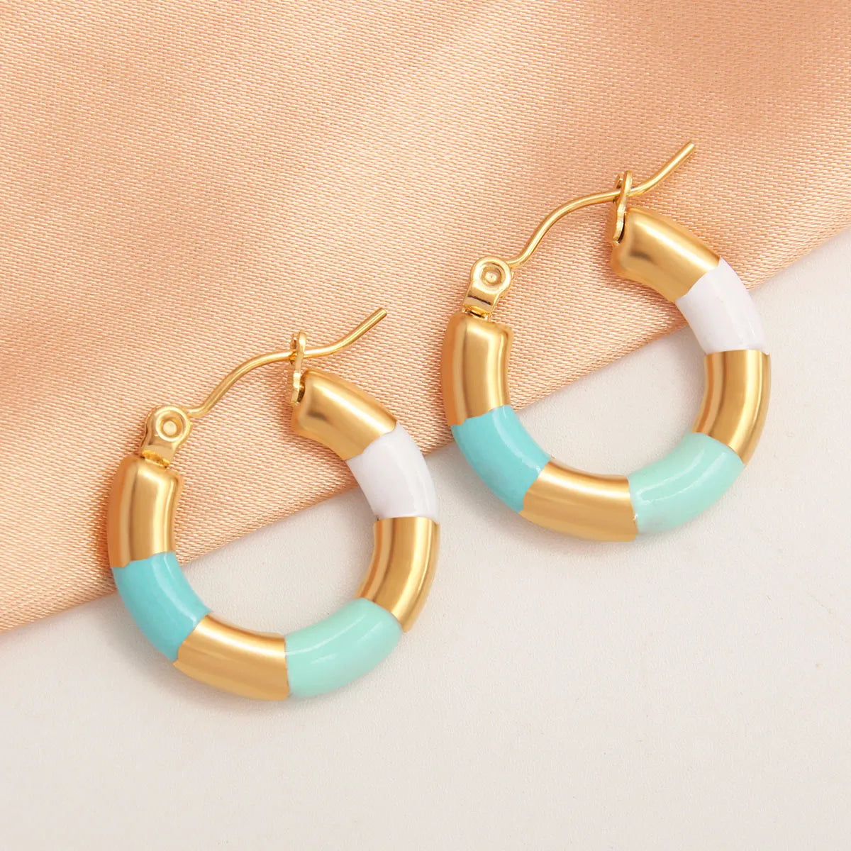 1 Pair Ig Style Simple Style Round Plating Stainless Steel Gold Plated Earrings