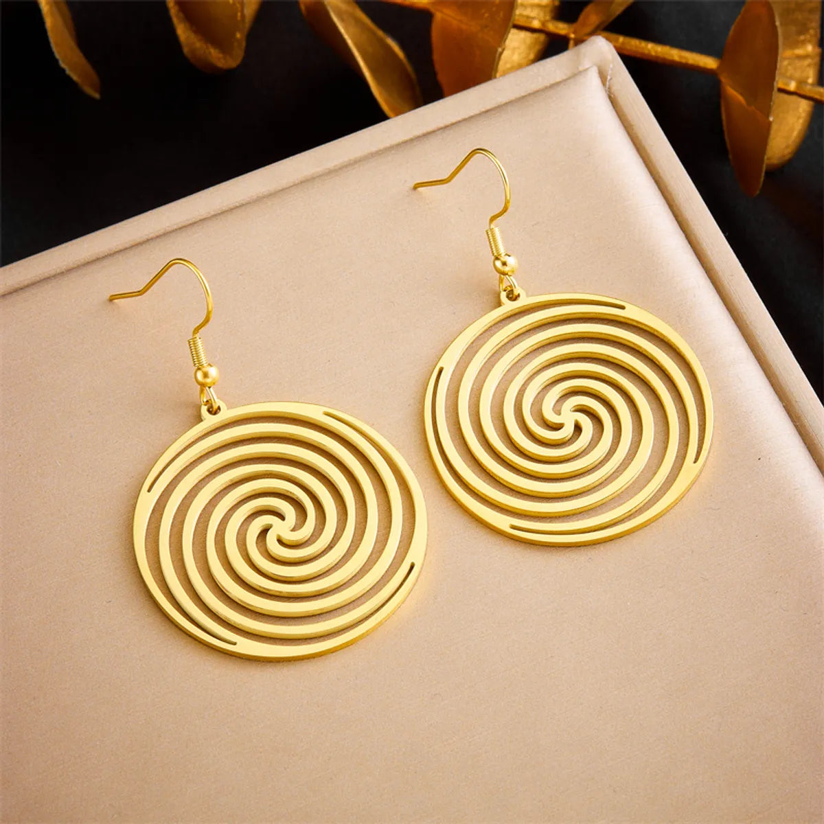 1 Pair Ig Style Simple Style Round Plating Titanium Steel 18k Gold Plated Drop Earrings