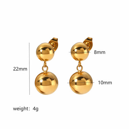 1 Pair IG Style Simple Style Round Polishing Plating 304 Stainless Steel Drop Earrings Ear Studs