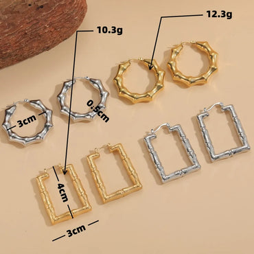 1 Pair Ig Style Simple Style Round Square Plating Hollow Out Titanium Steel 18k Gold Plated Earrings