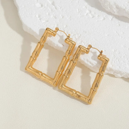 1 Pair Ig Style Simple Style Round Square Plating Hollow Out Titanium Steel 18k Gold Plated Earrings