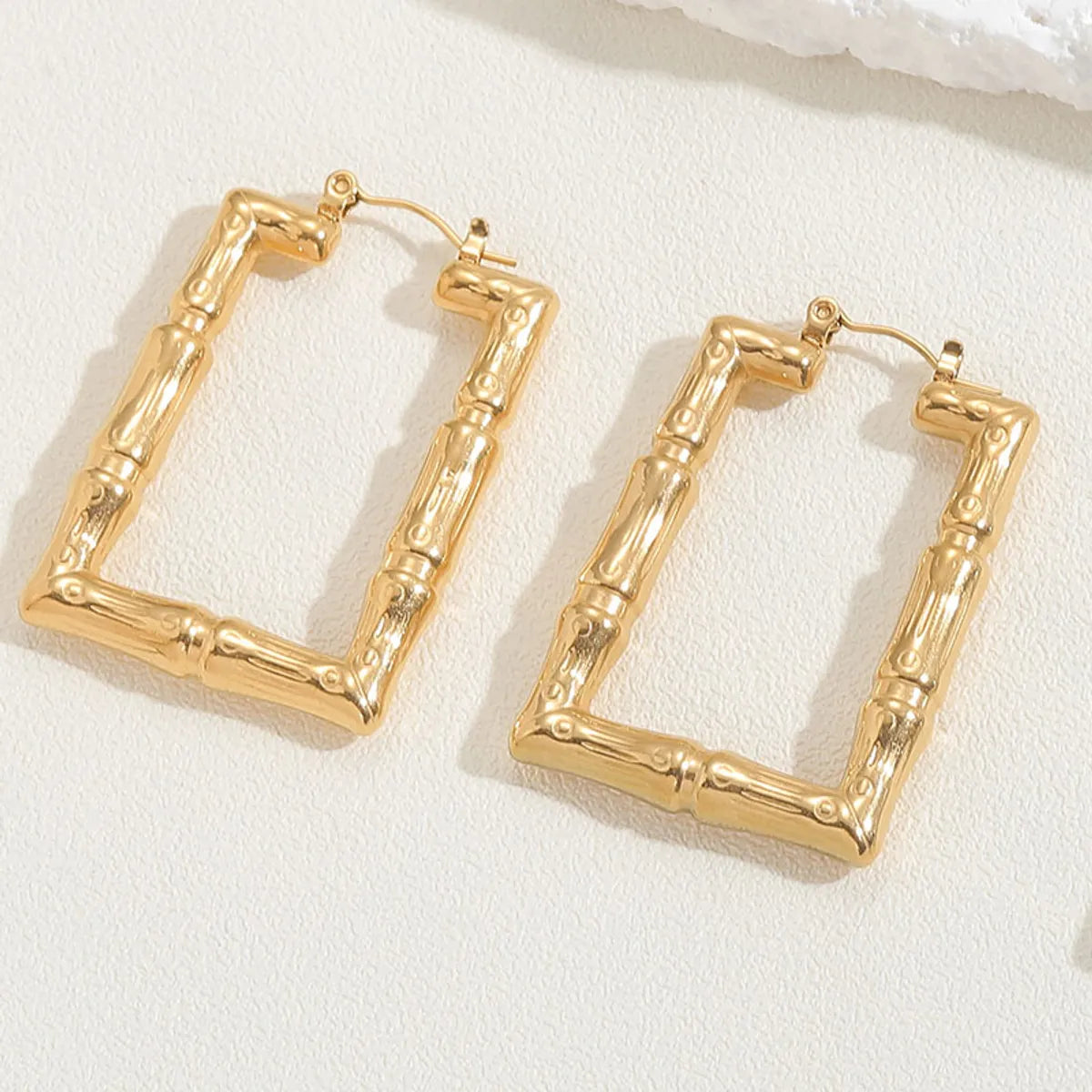 1 Pair Ig Style Simple Style Round Square Plating Hollow Out Titanium Steel 18k Gold Plated Earrings