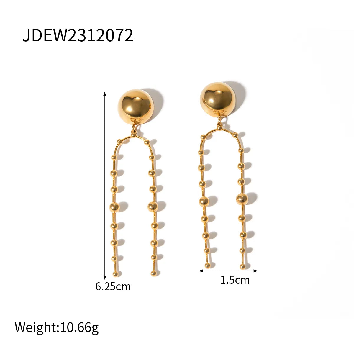 1 Pair IG Style Simple Style Round Stainless Steel 18K Gold Plated Drop Earrings