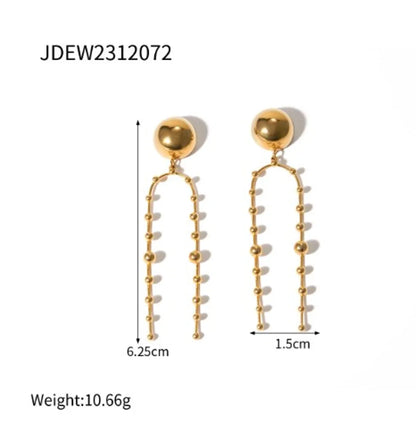 1 Pair IG Style Simple Style Round Stainless Steel 18K Gold Plated Drop Earrings