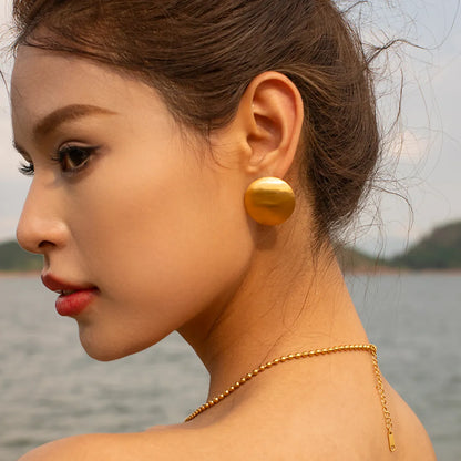 1 Pair IG Style Simple Style Round Stainless Steel 18K Gold Plated Ear Studs