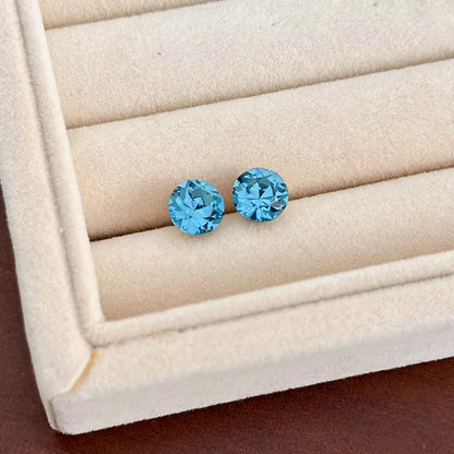 1 Pair IG Style Simple Style Round Star Inlay Crystal Zirconium Zircon Ear Studs