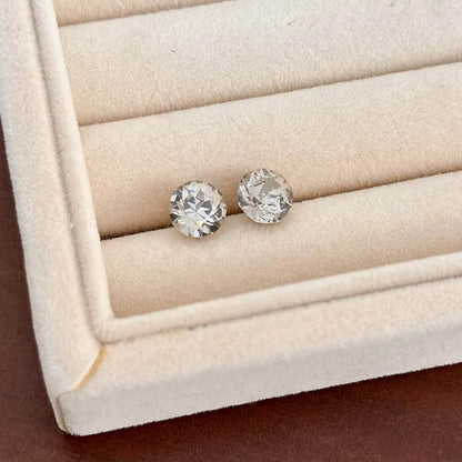 1 Pair IG Style Simple Style Round Star Inlay Crystal Zirconium Zircon Ear Studs