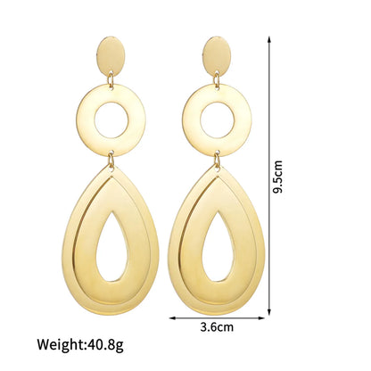 1 Pair Ig Style Simple Style Round Water Droplets Plating Stainless Steel 18k Gold Plated Drop Earrings