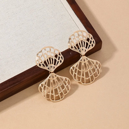 1 Pair Ig Style Simple Style Sector Plating Metal Drop Earrings