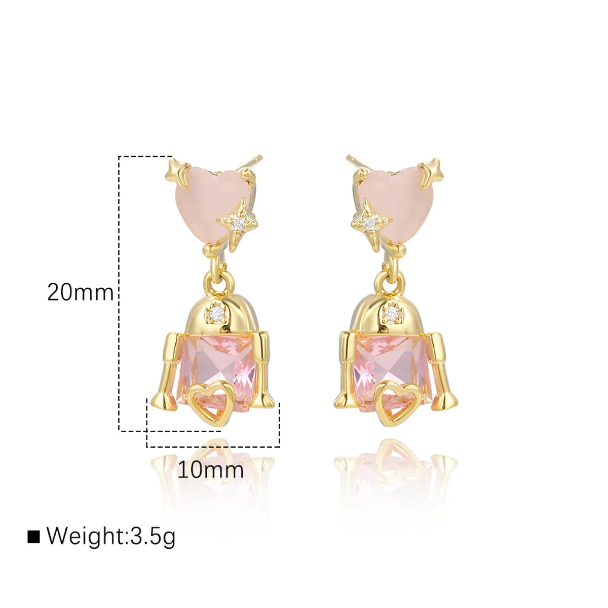 1 Pair IG Style Simple Style Shiny Geometric Heart Shape Inlay Copper Zircon 18K Gold Plated White Gold Plated Drop Earrings